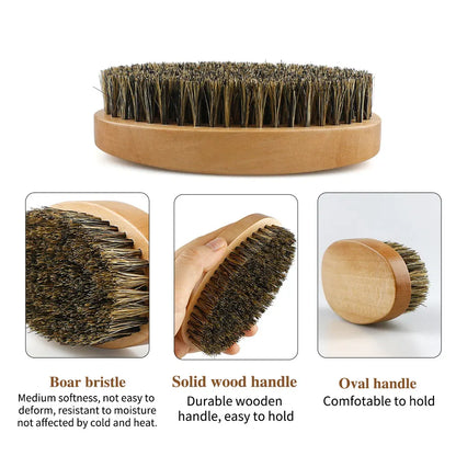 Yourbeards™ Natural Beard Grooming Kit with Boar Bristle Brushes & Comb Set
